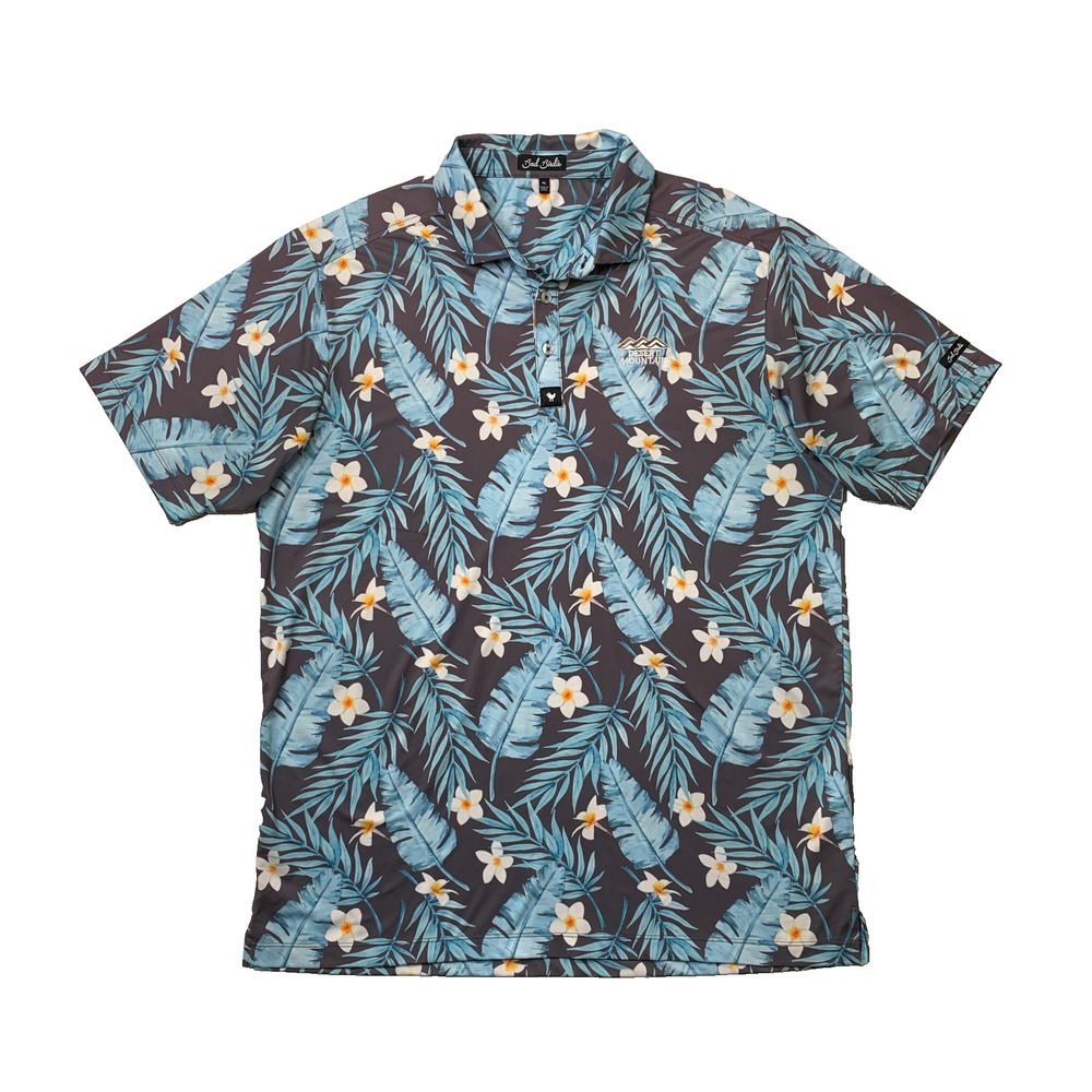 Bad Birdie Polo Shirt Mens XL Gray Blue Leaf Floral Performance Stretch Golf
